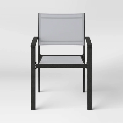 2pc Ryegate Weathered Teak Sling Outdoor Patio Dining Chairs Arm Chairs Gray - Threshold⢠- Image 2