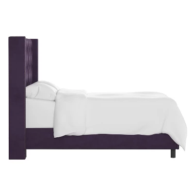 Nail Button Tufted Wingback Velvet Bed - Skyline Furniture - Image 3