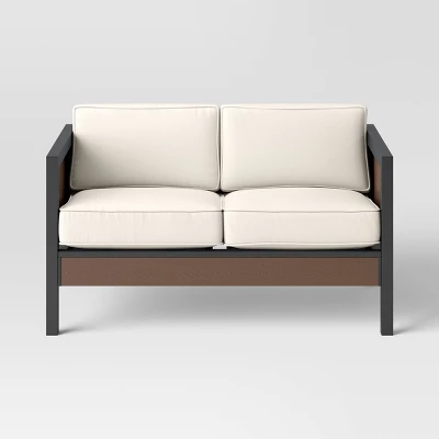 Bryant 2pc Faux Wood Patio Loveseat & Coffee Table - Gray/Natural - Threshold⢠- Image 3