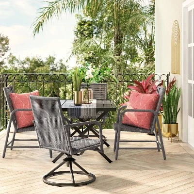 2pc Granby Padded Wicker Outdoor Patio Dining Chairs Swivel Chairs Gray - Thresholdâ˘