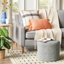 Alderson Round Pouf - Thresholdâ˘: Transitional Footrest, Wool-Blend Cylinder, No Assembly Required