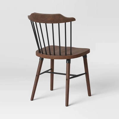 Delway Curved Back Mixed Material Dining Chair Walnut - Threshold™ - Image 3