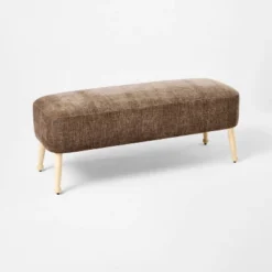 Corallina Upholstered Wooden Bench Natural Wood/Dark Brown - Threshold⢠Designed With Studio McGee