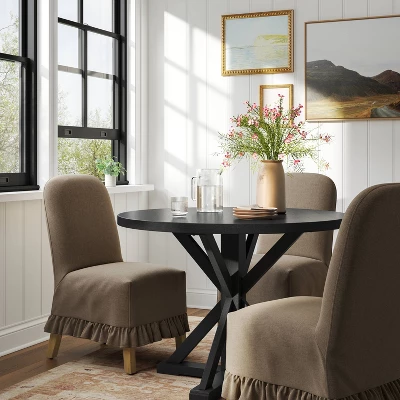 Rounded Back Slipcovered Dining Chair With Ruffle - Threshold⢠- Image 8