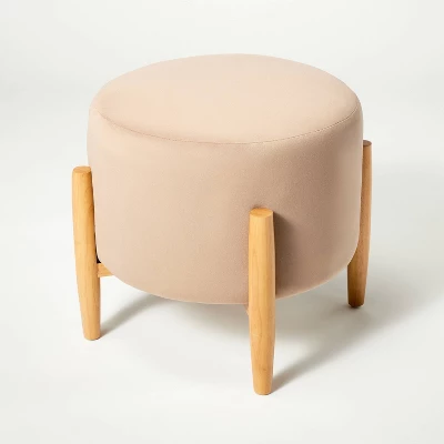Elroy Round Velvet Ottoman With Wooden Legs - Threshold⢠Designed With Studio McGee - Image 5