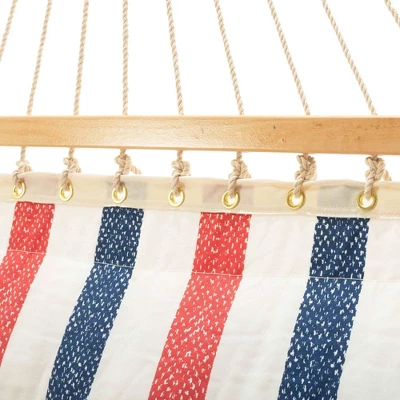 11.5' Pillowtop Outdoor Fabric Hammock Twill Stripe Red/Blue/White - Threshold⢠- Image 2