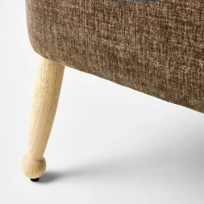 Corallina Upholstered Wooden Ottoman Natural Wood/Dark Brown - Threshold⢠Designed With Studio McGee - Image 3