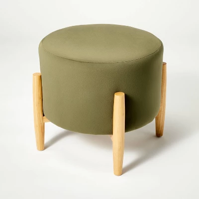 Elroy Round Velvet Ottoman With Wooden Legs - Threshold⢠Designed With Studio McGee - Image 6