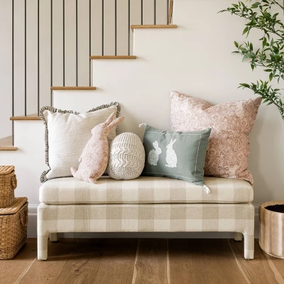 Bellfield Fully Upholstered Bench Checkered - Threshold™ Designed With Studio McGee