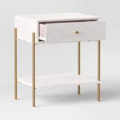 Natural Luxe Accent Table Off-White - Thresholdâ˘