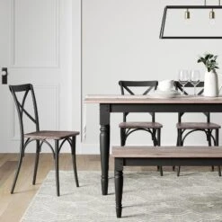 Set Of 2 Malden French Bistro Dining Chair Matte Black - Thresholdâ˘