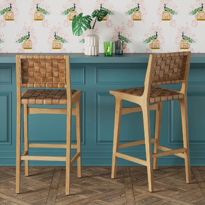 Ceylon Woven And Wood Barstool - Thresholdâ˘
