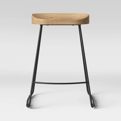 Hull Low Back Wood/Metal Counter Height Barstool - Threshold™ - Image 7