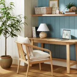 Ventura Upholstered Accent Chair With Wood Frame Natural - Threshold⢠Designed With Studio McGee