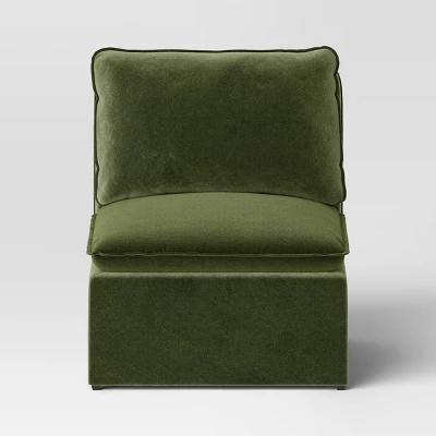 Haven Velvet Modular French Seam Sofa Chair Dark Green - Threshold™ - Image 2