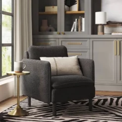 Square Back Accent Chair Black - Thresholdâ˘