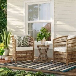 Mulberry 3pc Patio Chat Set - Natural - Thresholdâ˘