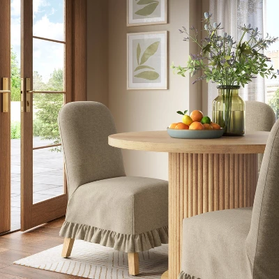 Rounded Back Slipcovered Dining Chair With Ruffle - Threshold⢠- Image 11