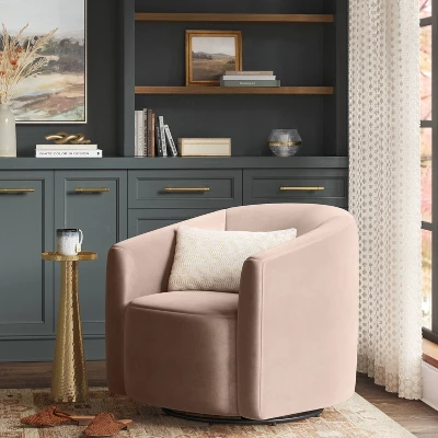 Large Aveline Swivel Chair Blush Velvet - Thresholdâ˘