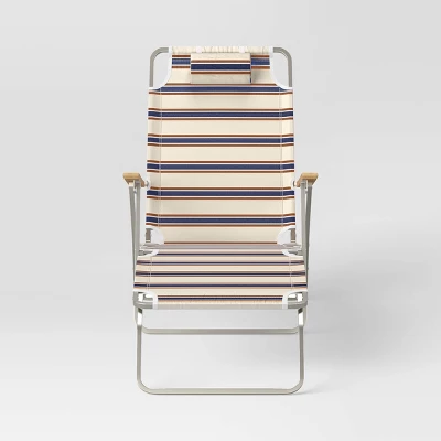 Striped Aluminum Beach Lounger With Wood Arms - Threshold™ - Image 2