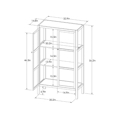 56.2" Hadley Library Cabinet With Glass Shell White - Threshold⢠- Image 5