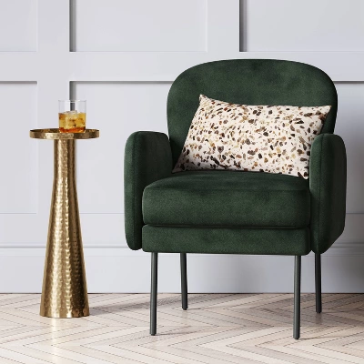 Alester Round Hammered Metal Drink Table Brass - Thresholdâ˘