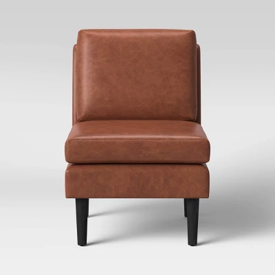 Gelbin Faux Leather Slipper Chair With Wood Legs - Threshold™ - Image 2