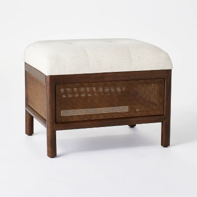 Woodspring Cane Base Ottoman Dark Walnut/Cream - Threshold™ Designed With Studio McGee - Image 2