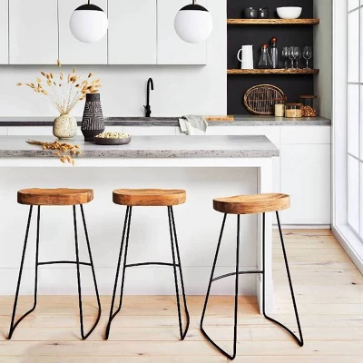 Hull Low Back Wood/Metal Counter Height Barstool - Threshold™ - Image 4