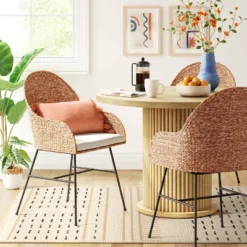 Landis Woven Backed Dining Chair With Cushion Natural - Thresholdâ˘