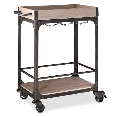 Franklin Bar Cart And Wine Rack Weathered Gray - Threshold⢠- Image 2