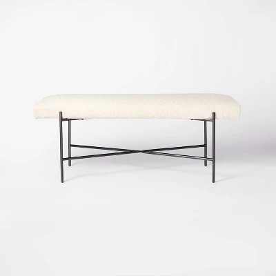 Clarkston Metal Base Upholstered Bench Cream Boucle - Threshold⢠Designed With Studio McGee - Image 2