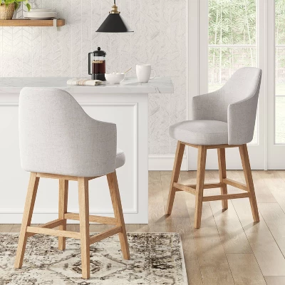 Kinston Swivel Curved Back Upholstered Counter Height Barstool - Thresholdâ˘