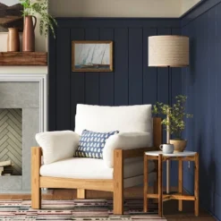 Canyon Slouchy Arm Rustic Wood Accent Chair Cream - Thresholdâ˘