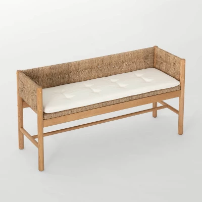Elden Wood Bench With Woven Back And Loose Cushion Seat - Threshold™ Designed With Studio McGee - Image 3