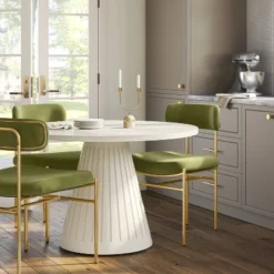 Orion Luxe Dining Chair With Brass Legs Olive Green Velvet - Thresholdâ˘