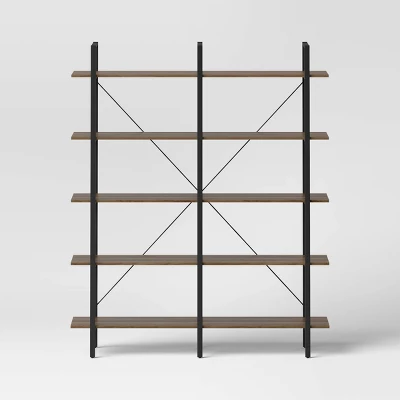 72" Banks 5 Shelf H Frame Bookcase Brown - Threshold™ - Image 2