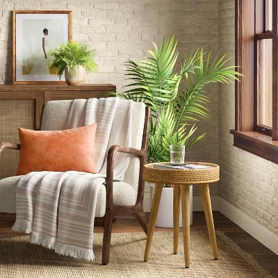Round Natural Woven Accent Table - Thresholdâ˘
