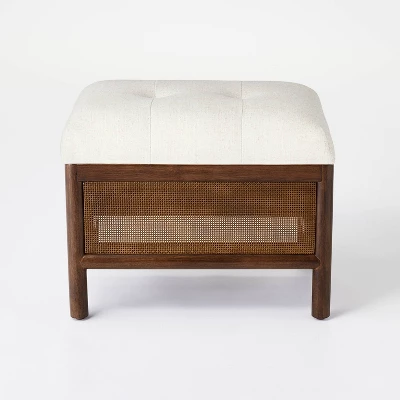 Woodspring Cane Base Ottoman Dark Walnut/Cream - Threshold™ Designed With Studio McGee - Image 6
