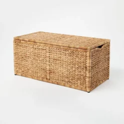 Natural Woven Storage Bench - Threshold⢠Designed With Studio McGee: Metal Frame, Fish Scale Pattern, No Assembly Required