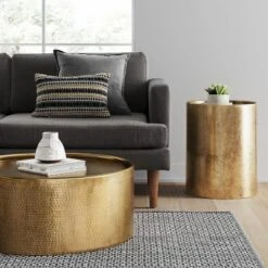 Manila Round Hammered Drum Coffee Table - Thresholdâ˘