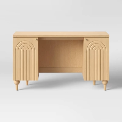 Arches Writing Desk With Storage Cabinets Natural - Threshold⢠- Image 2