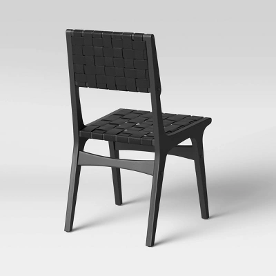 Ceylon Woven Dining Chair Black - Threshold™: Rubberwood Frame, Polyester Accents, 250lb Capacity - Image 3