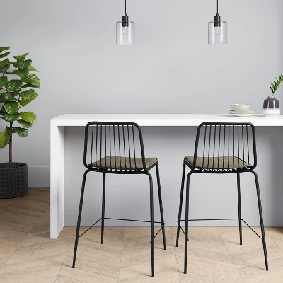 Set Of 2 Sodra Rounded Seat Wire Counter Height Barstool Black - Thresholdâ˘