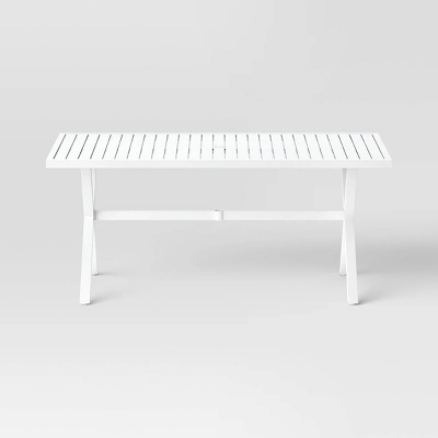 Seabury Steel 6 Person Rectangle Patio Dining Table, Outdoor Furniture - White - Threshold⢠- Image 2