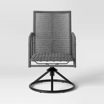 2pc Granby Padded Wicker Outdoor Patio Dining Chairs Swivel Chairs Gray - Threshold⢠- Image 3