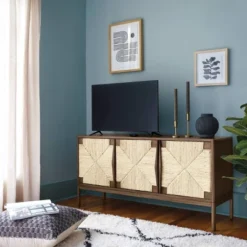 Withania Media Stand For TVs Up To 55" - Thresholdâ˘: Entertainment Center, Cable Management, Wood Composite