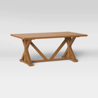 Morie Farmhouse Wood Rectangle Dining Table - Brown - Threshold⢠- Image 2