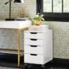 Loring Rolling Cabinet White - Threshold™: Mobile Office Furniture Set With Drawers