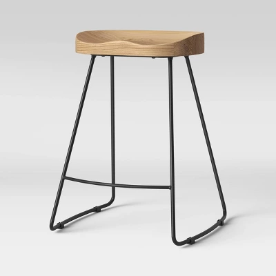 Hull Low Back Wood/Metal Counter Height Barstool - Threshold™ - Image 2